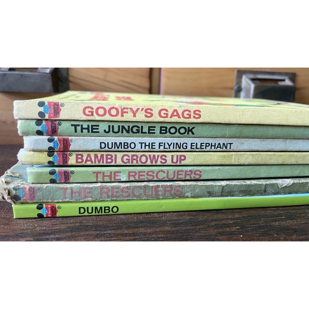 Vintage Lot 7 Walt Disney's Wonderful World Of Reading Hardcover Books Decor Art